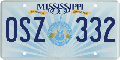 MS license plate OSZ332
