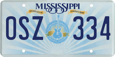 MS license plate OSZ334