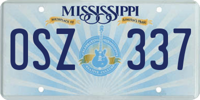MS license plate OSZ337