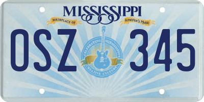 MS license plate OSZ345