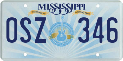 MS license plate OSZ346