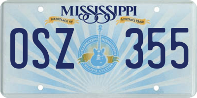 MS license plate OSZ355