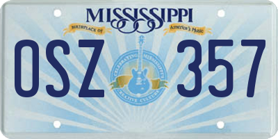 MS license plate OSZ357