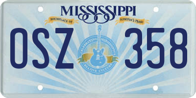 MS license plate OSZ358