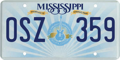 MS license plate OSZ359