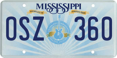 MS license plate OSZ360