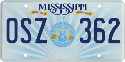 MS license plate OSZ362
