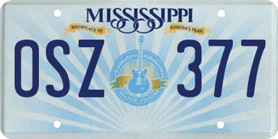 MS license plate OSZ377