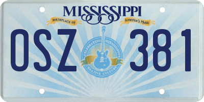 MS license plate OSZ381