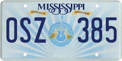 MS license plate OSZ385
