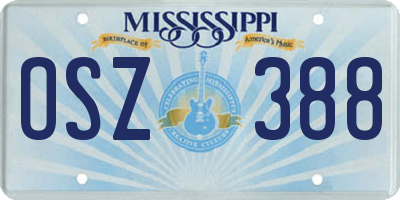MS license plate OSZ388