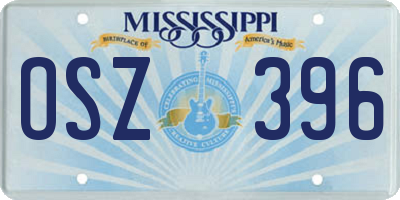 MS license plate OSZ396