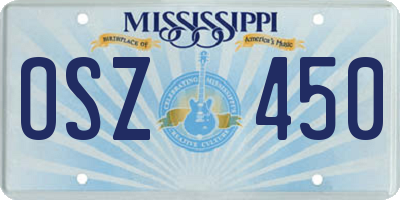 MS license plate OSZ450