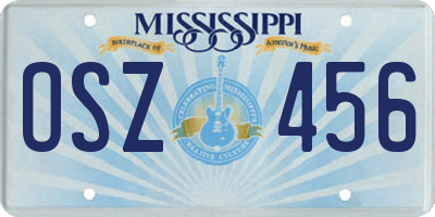 MS license plate OSZ456