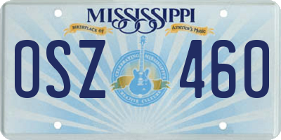MS license plate OSZ460