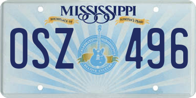 MS license plate OSZ496