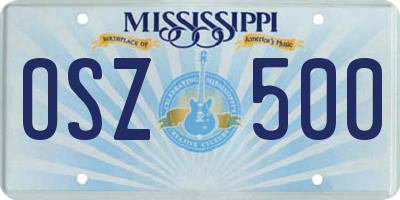 MS license plate OSZ500