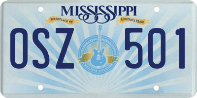 MS license plate OSZ501