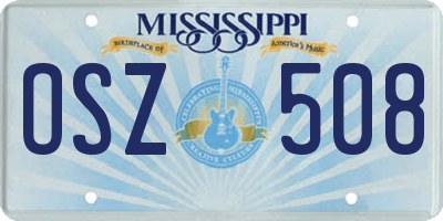 MS license plate OSZ508