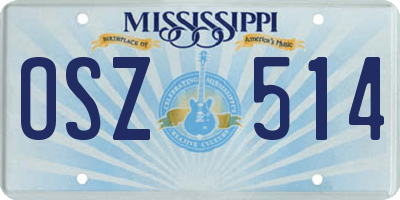 MS license plate OSZ514