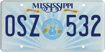 MS license plate OSZ532