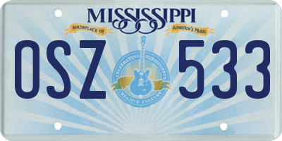 MS license plate OSZ533