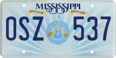 MS license plate OSZ537