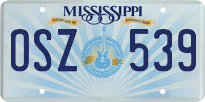 MS license plate OSZ539
