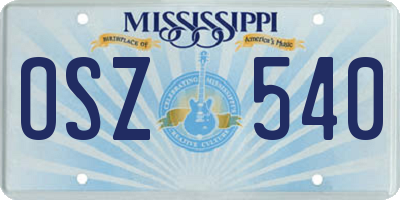 MS license plate OSZ540