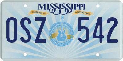MS license plate OSZ542
