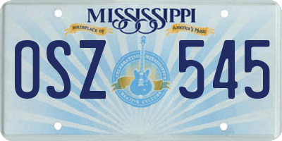 MS license plate OSZ545