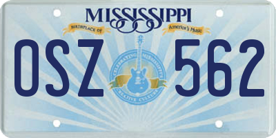 MS license plate OSZ562