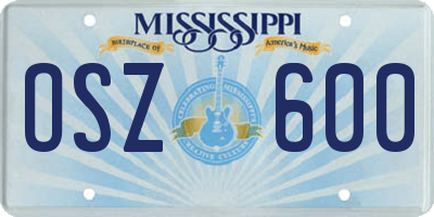 MS license plate OSZ600