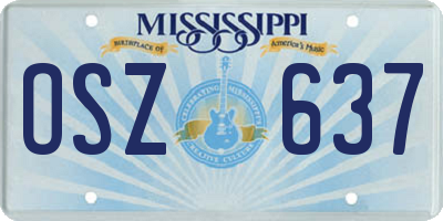 MS license plate OSZ637
