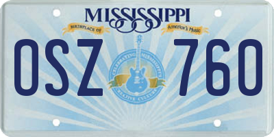 MS license plate OSZ760