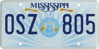 MS license plate OSZ805