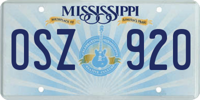 MS license plate OSZ920