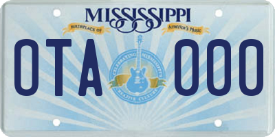 MS license plate OTA000