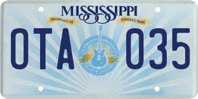 MS license plate OTA035