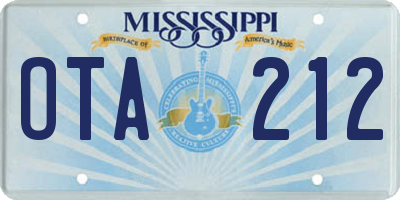 MS license plate OTA212