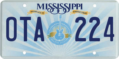 MS license plate OTA224