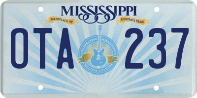MS license plate OTA237