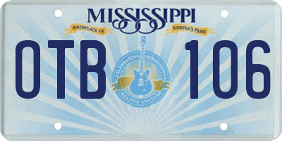 MS license plate OTB106