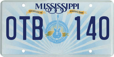 MS license plate OTB140