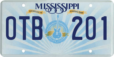MS license plate OTB201