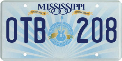 MS license plate OTB208