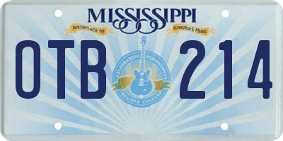 MS license plate OTB214