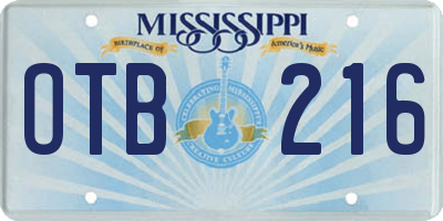 MS license plate OTB216