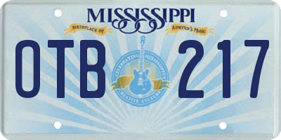 MS license plate OTB217