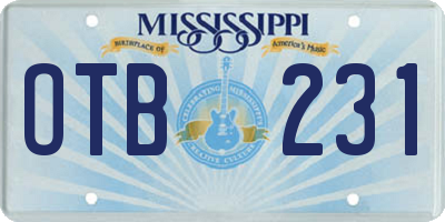 MS license plate OTB231